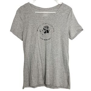 Time and Tru Reflection Short Sleeve Graphic Tee Grey and Black Size Medium